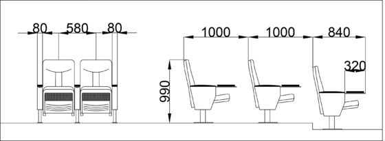 Bene durevole rosso di Hall Chairs Adjustable ISO9001 del cinema del cinema ignifugo